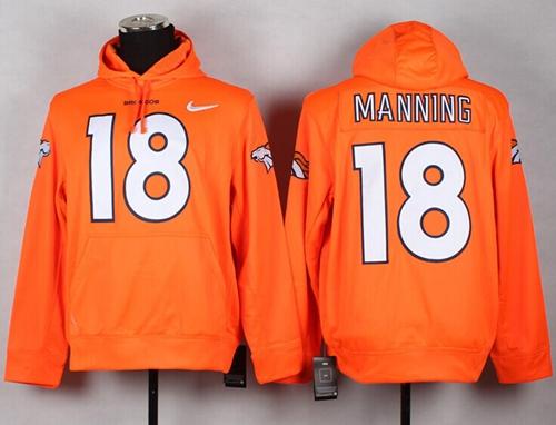 Denver Broncos #18 Peyton Manning Orange NFL Pullover Hoodie