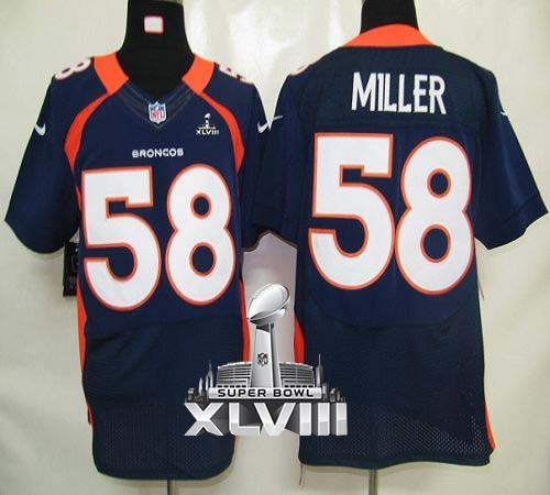  Broncos #58 Von Miller Navy Blue Alternate Super Bowl XLVIII Men's Stitched NFL Elite Jersey
