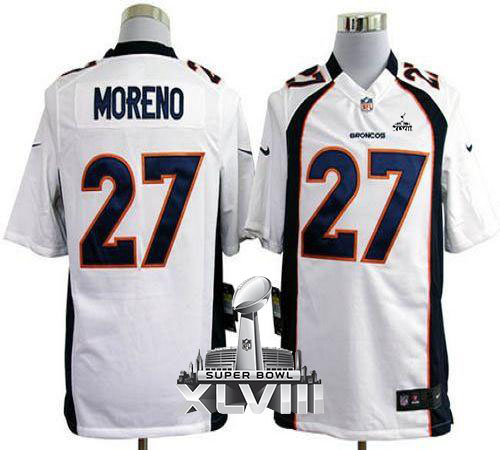  Broncos #27 Knowshon Moreno White Super Bowl XLVIII Men's Stitched NFL Game Jersey