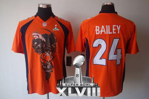  Broncos #24 Champ Bailey Orange Team Color Super Bowl XLVIII Men's Stitched NFL Helmet Tri Blend Limited Jersey