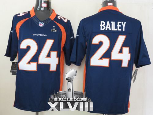  Broncos #24 Champ Bailey Navy Blue Alternate Super Bowl XLVIII Men's Stitched NFL Limited Jersey