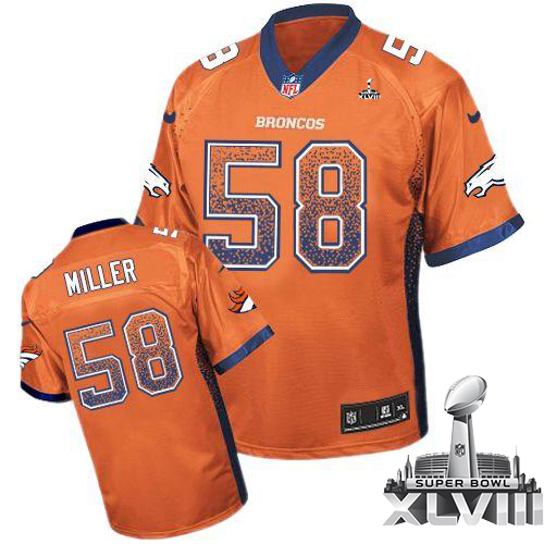  Broncos #58 Von Miller Orange Team Color Super Bowl XLVIII Men's Stitched NFL Elite Drift Fashion Jersey