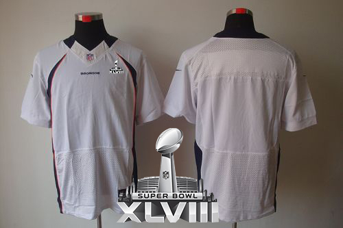  Broncos Blank White Super Bowl XLVIII Men's Stitched NFL Elite Jersey