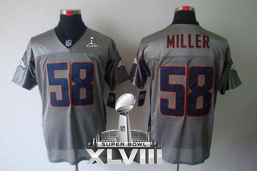  Broncos #58 Von Miller Grey Shadow Super Bowl XLVIII Men's Stitched NFL Elite Jersey