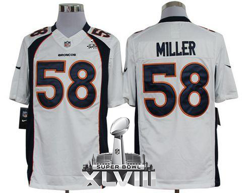  Broncos #58 Von Miller White Super Bowl XLVIII Men's Stitched NFL Limited Jersey