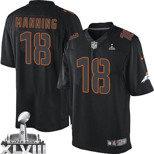  Broncos #18 Peyton Manning Black Super Bowl XLVIII Men's Stitched NFL Impact Limited Jersey