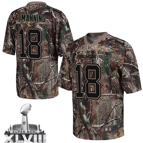  Broncos #18 Peyton Manning Camo Super Bowl XLVIII Men's Stitched NFL Realtree Elite Jersey