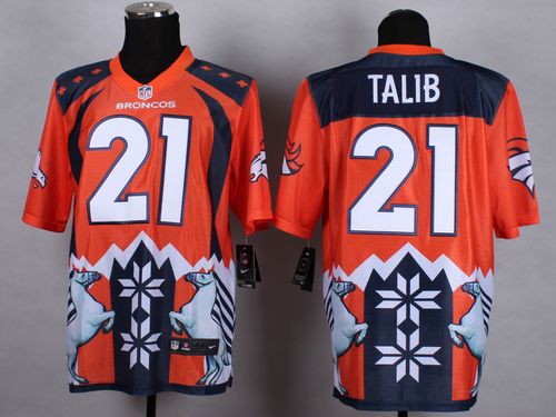  Broncos #21 Aqib Talib Orange Men's Stitched NFL Elite Noble Fashion Jersey