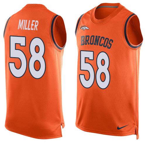  Broncos #58 Von Miller Orange Team Color Men's Stitched NFL Limited Tank Top Jersey