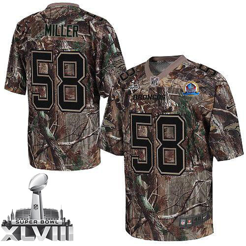  Broncos #58 Von Miller Camo With Hall of Fame 50th Patch Super Bowl XLVIII Men's Stitched NFL Realtree Elite Jersey
