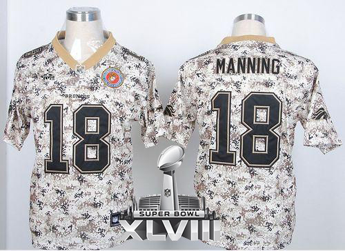  Broncos #18 Peyton Manning Camo USMC Super Bowl XLVIII Men's Stitched NFL Elite Jersey