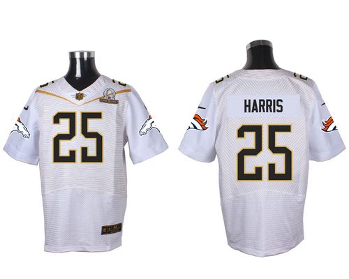  Broncos #25 Chris Harris Jr White 2016 Pro Bowl Men's Stitched NFL Elite Jersey