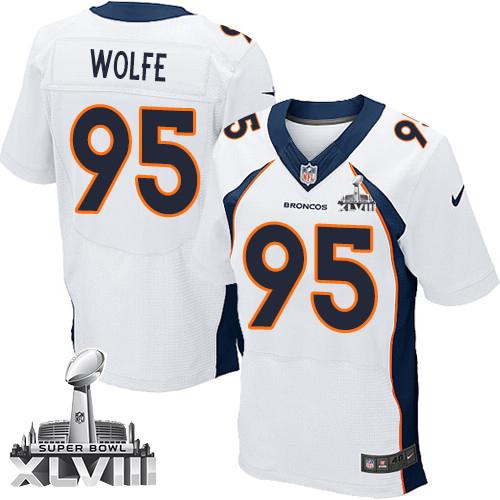  Broncos #95 Derek Wolfe White Super Bowl XLVIII Men's Stitched NFL New Elite Jersey