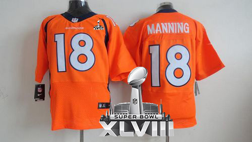  Broncos #18 Peyton Manning Orange Team Color Super Bowl XLVIII Men's Stitched NFL New Elite Jersey