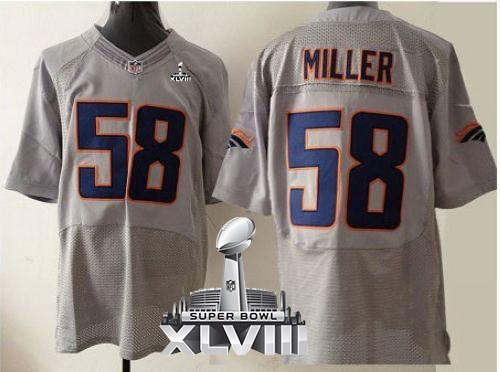 Broncos #58 Von Miller New Grey Shadow Super Bowl XLVIII Men's Stitched NFL Elite Jersey