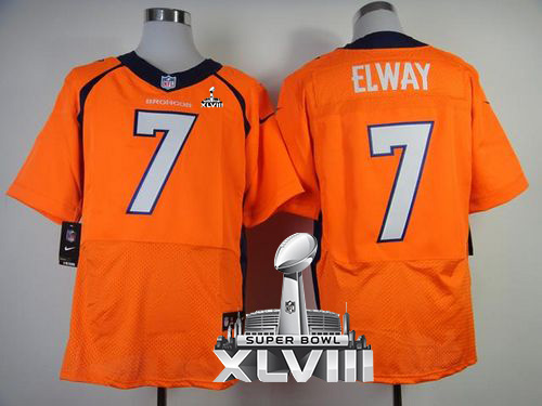 Broncos #7 John Elway Orange Team Color Super Bowl XLVIII Men's Stitched NFL New Elite Jersey
