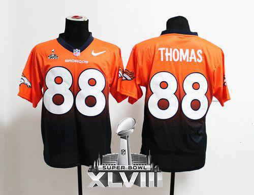  Broncos #88 Demaryius Thomas Orange/Navy Blue Super Bowl XLVIII Men's Stitched NFL Elite Fadeaway Fashion Jersey