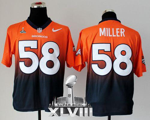  Broncos #58 Von Miller Orange/Navy Blue Super Bowl XLVIII Men's Stitched NFL Elite Fadeaway Fashion Jersey