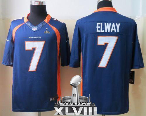 Broncos #7 John Elway Navy Blue Alternate Super Bowl XLVIII Men's Stitched NFL Limited Jersey