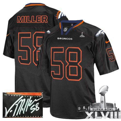  Broncos #58 Von Miller Lights Out Black Super Bowl XLVIII Men's Stitched NFL Elite Autographed Jersey