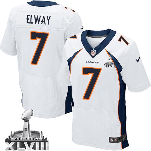  Broncos #7 John Elway White Super Bowl XLVIII Men's Stitched NFL New Elite Jersey