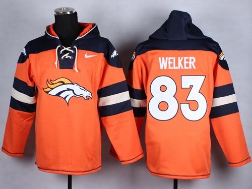  Broncos #83 Wes Welker Orange Player Pullover NFL Hoodie