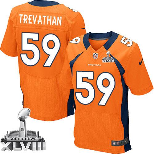  Broncos #59 Danny Trevathan Orange Team Color Super Bowl XLVIII Men's Stitched NFL New Elite Jersey