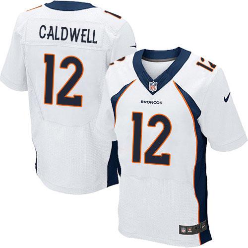  Broncos #12 Andre Caldwell White Men's Stitched NFL New Elite Jersey