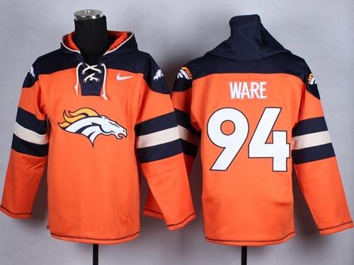  Broncos #94 DeMarcus Ware Orange Player Pullover NFL Hoodie