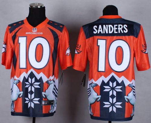  Broncos #10 Emmanuel Sanders Orange Men's Stitched NFL Elite Noble Fashion Jersey