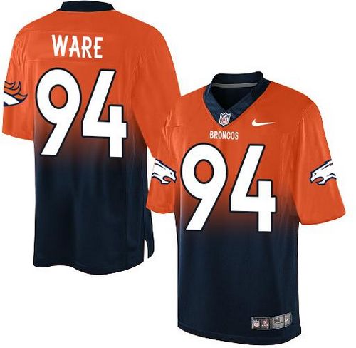  Broncos #94 DeMarcus Ware Orange/Navy Blue Men's Stitched NFL Elite Fadeaway Fashion Jersey