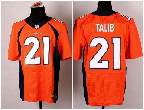  Broncos #21 Aqib Talib Orange Team Color Men's Stitched NFL New Elite Jersey
