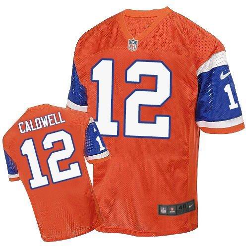  Broncos #12 Andre Caldwell Orange Throwback Men's Stitched NFL Elite Jersey