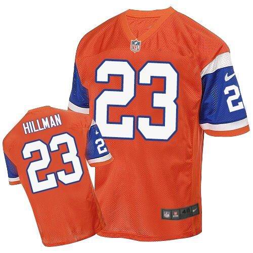  Broncos #23 Ronnie Hillman Orange Throwback Men's Stitched NFL Elite Jersey