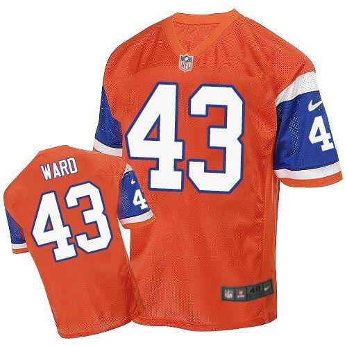  Broncos #43 T.J. Ward Orange Throwback Men's Stitched NFL Elite Jersey