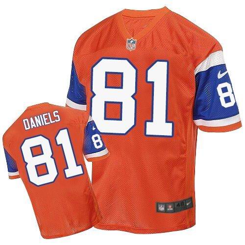  Broncos #81 Owen Daniels Orange Throwback Men's Stitched NFL Elite Jersey