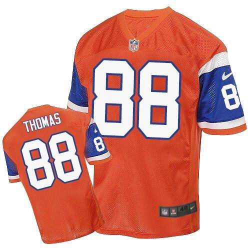  Broncos #88 Demaryius Thomas Orange Throwback Men's Stitched NFL Elite Jersey