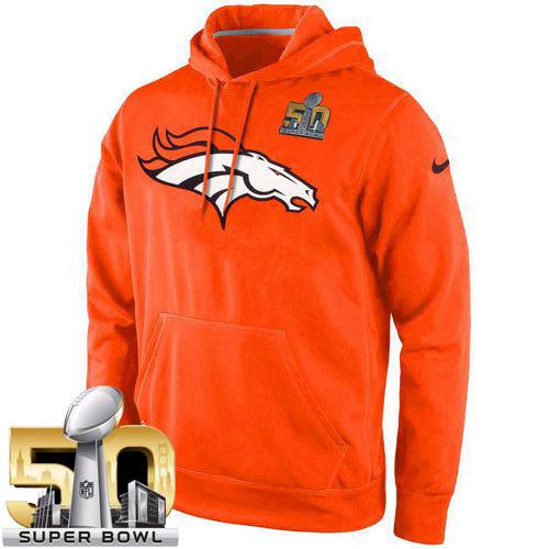 Men's Denver Broncos  Orange Super Bowl 50 KO Logo Essential Hoodie