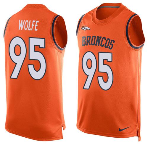  Broncos #95 Derek Wolfe Orange Team Color Men's Stitched NFL Limited Tank Top Jersey