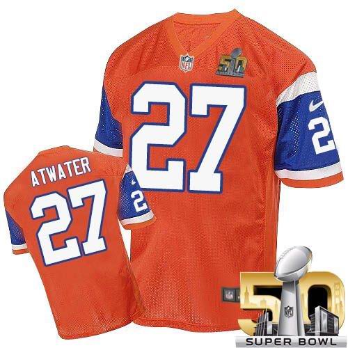 Broncos #27 Steve Atwater Orange Throwback Super Bowl 50 Men's Stitched NFL Elite Jersey