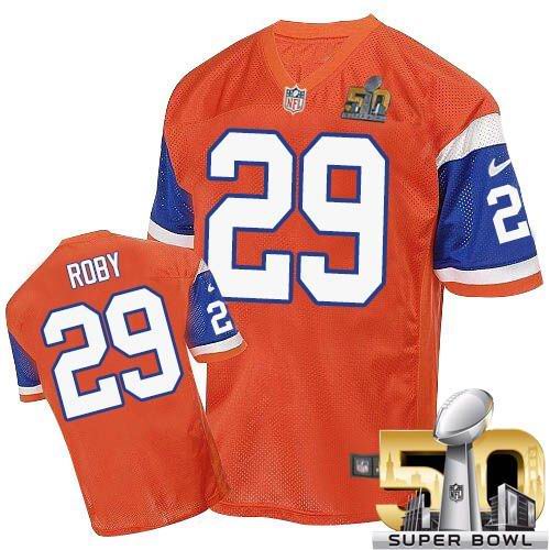  Broncos #29 Bradley Roby Orange Throwback Super Bowl 50 Men's Stitched NFL Elite Jersey