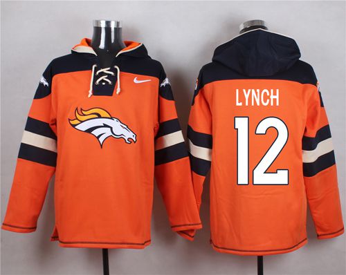  Broncos #12 Paxton Lynch Orange Player Pullover Hoodie