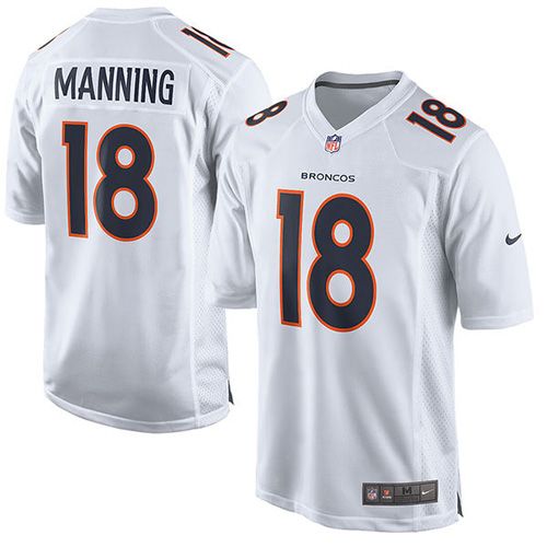  Broncos #18 Peyton Manning White Men's Stitched NFL Game Event Jersey