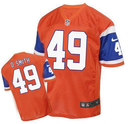  Broncos #49 Dennis Smith Orange Men's Stitched NFL Elite Throwback Jersey