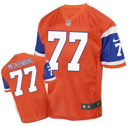  Broncos #77 Karl Mecklenburg Orange Men's Stitched NFL Elite Throwback Jersey