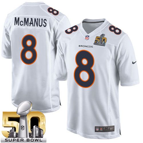  Broncos #8 Brandon McManus White Super Bowl 50 Men's Stitched NFL Game Event Jersey