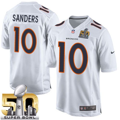  Broncos #10 Emmanuel Sanders White Super Bowl 50 Men's Stitched NFL Game Event Jersey