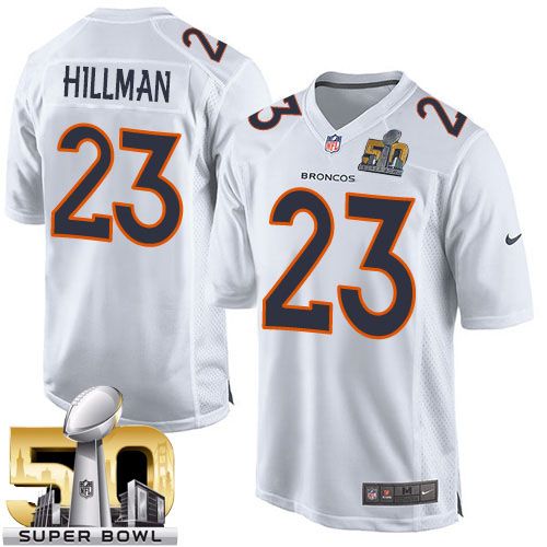  Broncos #23 Ronnie Hillman White Super Bowl 50 Men's Stitched NFL Game Event Jersey