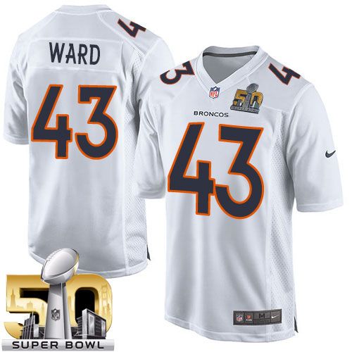  Broncos #43 T.J. Ward White Super Bowl 50 Men's Stitched NFL Game Event Jersey