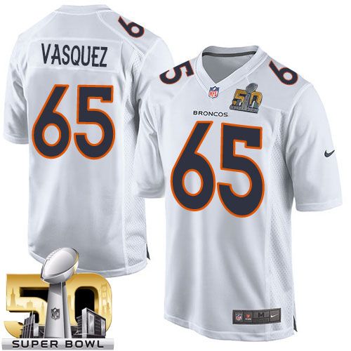  Broncos #65 Louis Vasquez White Super Bowl 50 Men's Stitched NFL Game Event Jersey